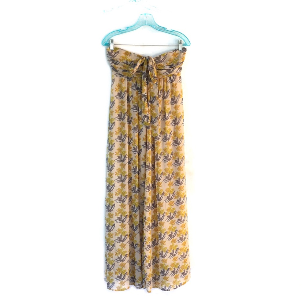 Love21 Floral Yellow Boho Flowy Long Summer Casual Beach Pretty Dress EUC XS